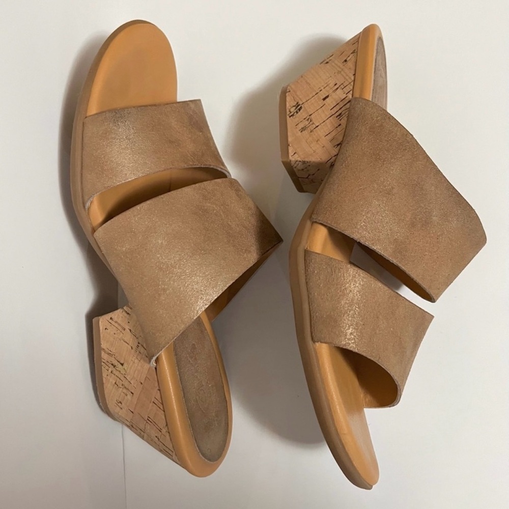 Korks by Kork Ease slip on leather heeled sandals size 11 tan